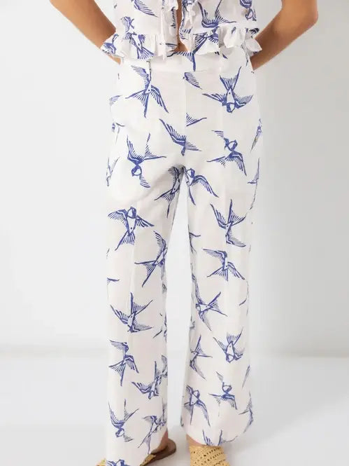 Weite Sommerhose mit Schwalbenprint aus 100% Baumwolle - Lanidor Portugal