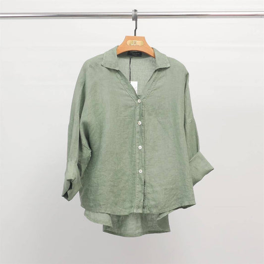 Lässig geschnittenes Leinenhemd "Sonja" - Khaki