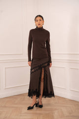 Choklate Paris - Rollkragenpullover in Schokobraun aus einem Wollmix mit Kaschmir