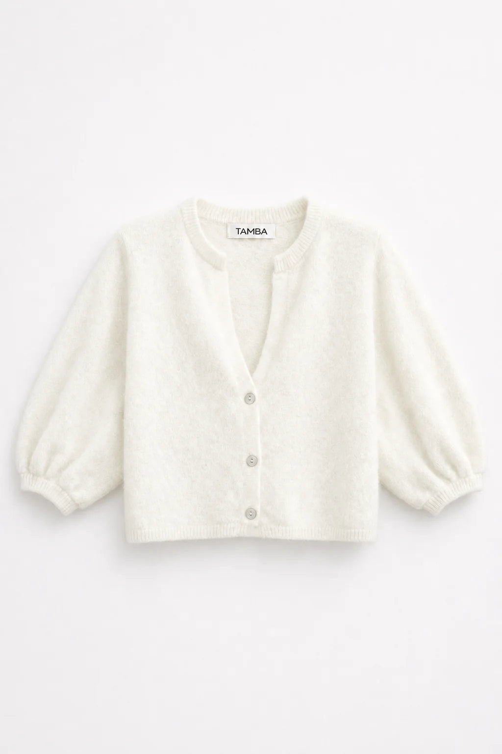 Tamba flauschiger Strickcardigan mit V-Ausschnitt Ecru