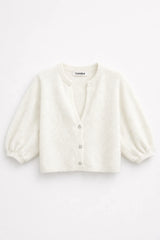 Tamba flauschiger Strickcardigan mit V-Ausschnitt Ecru