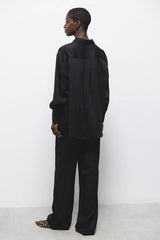 Lanidor - Schwarzes Oversize-Hemd aus 100% Lyocell