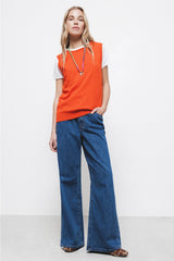 Lanidor - Pullunder aus feinem Strick in leuchtendem Orange - Ärmellos