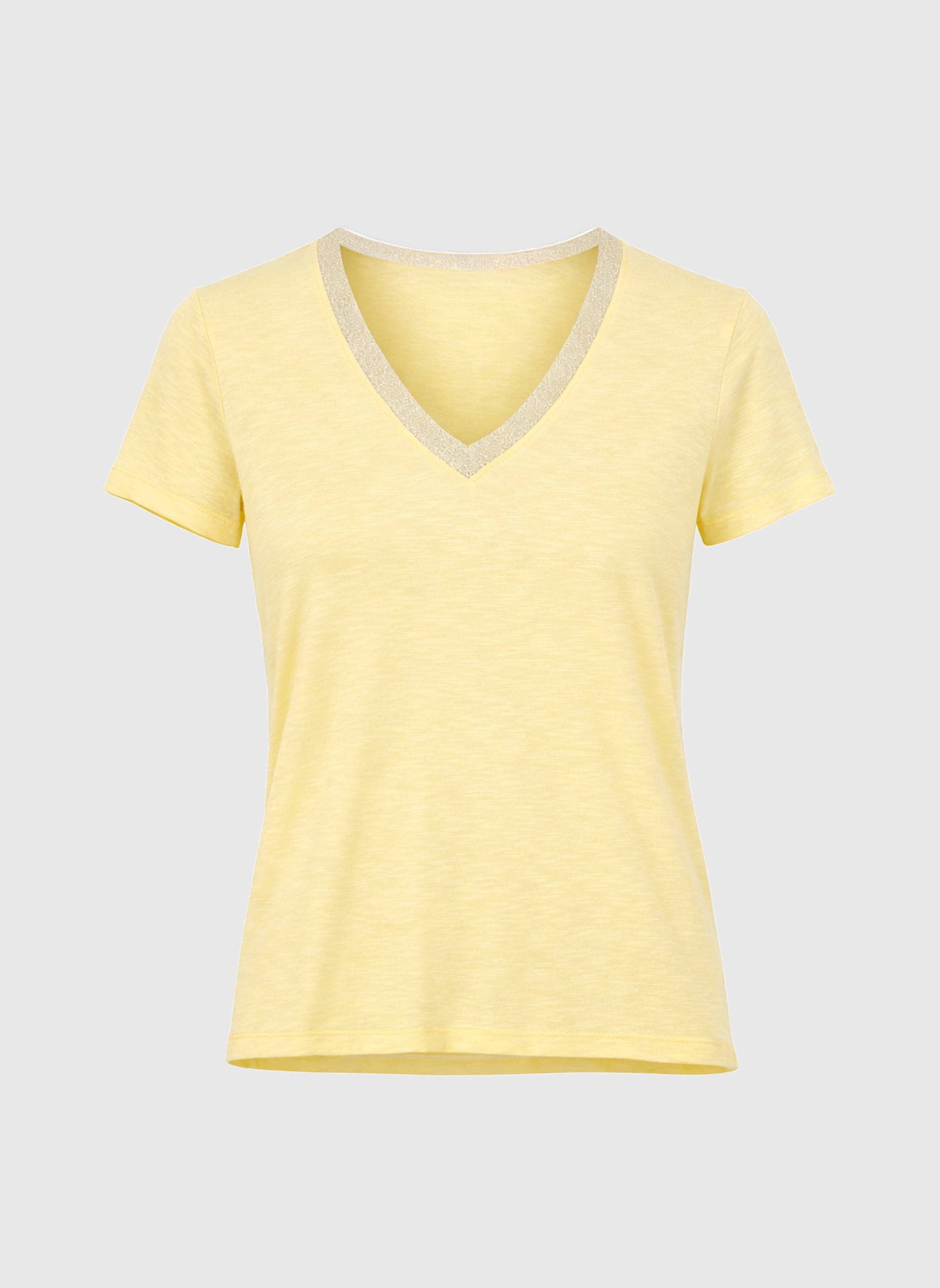 An'ge Paris T-Shirt Terry V-Ausschnitt - Stroh-Gelb - Viskose