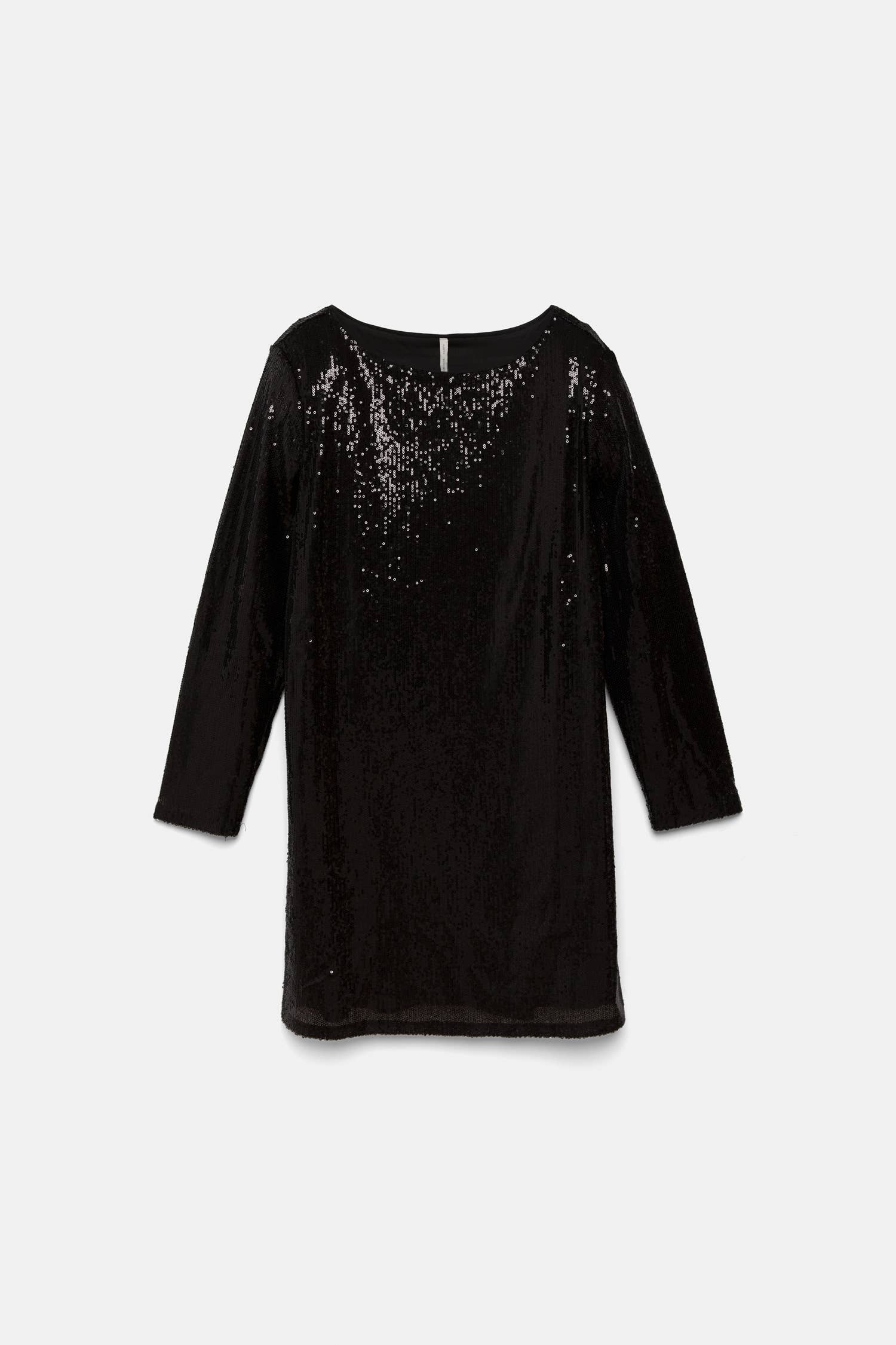 Lanidor - Schwarzes Paillettenkleid - U-Bootausschnitt - kurz