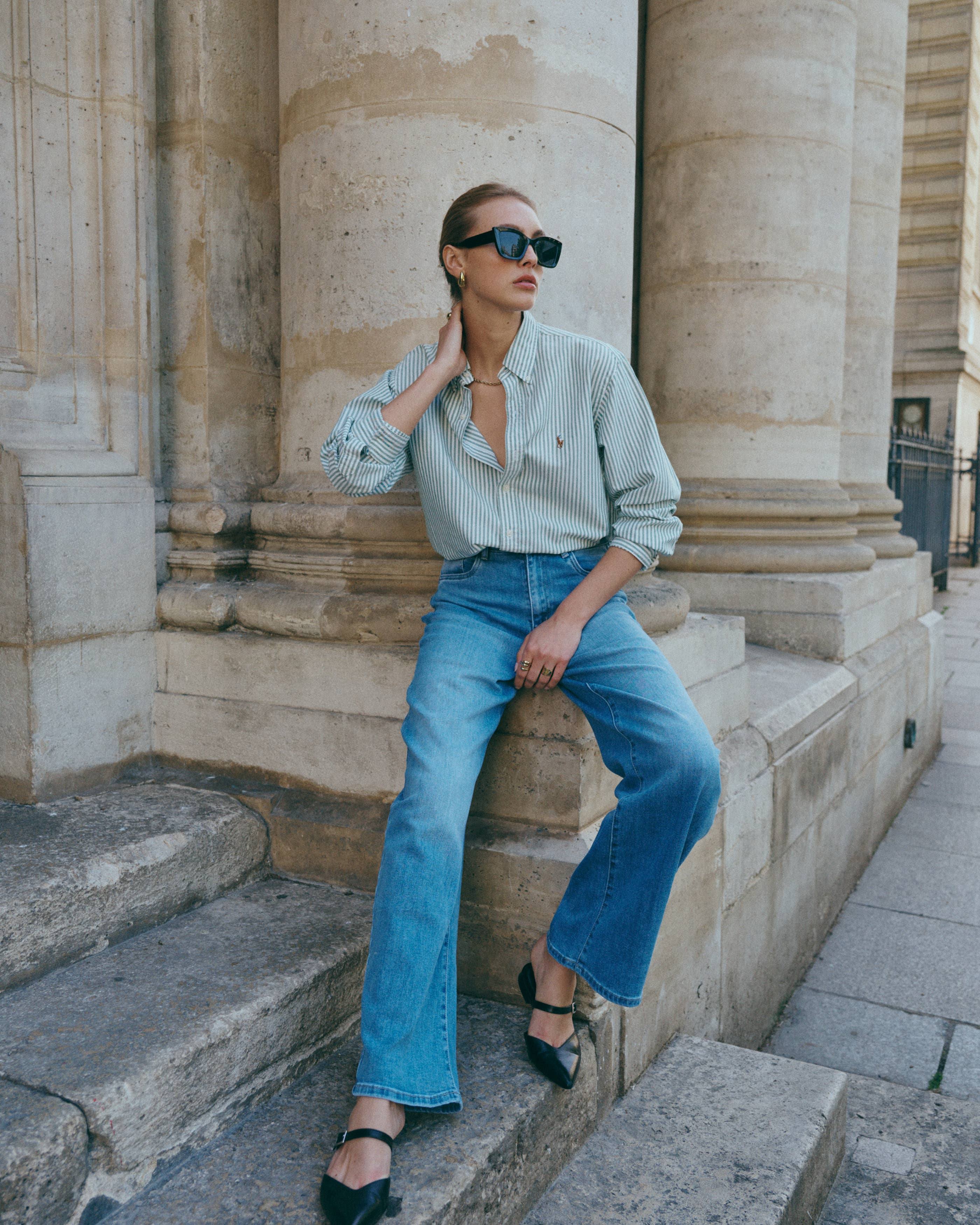 Ana & Lucy Barrel-Jeans LOWEN Mittelblau