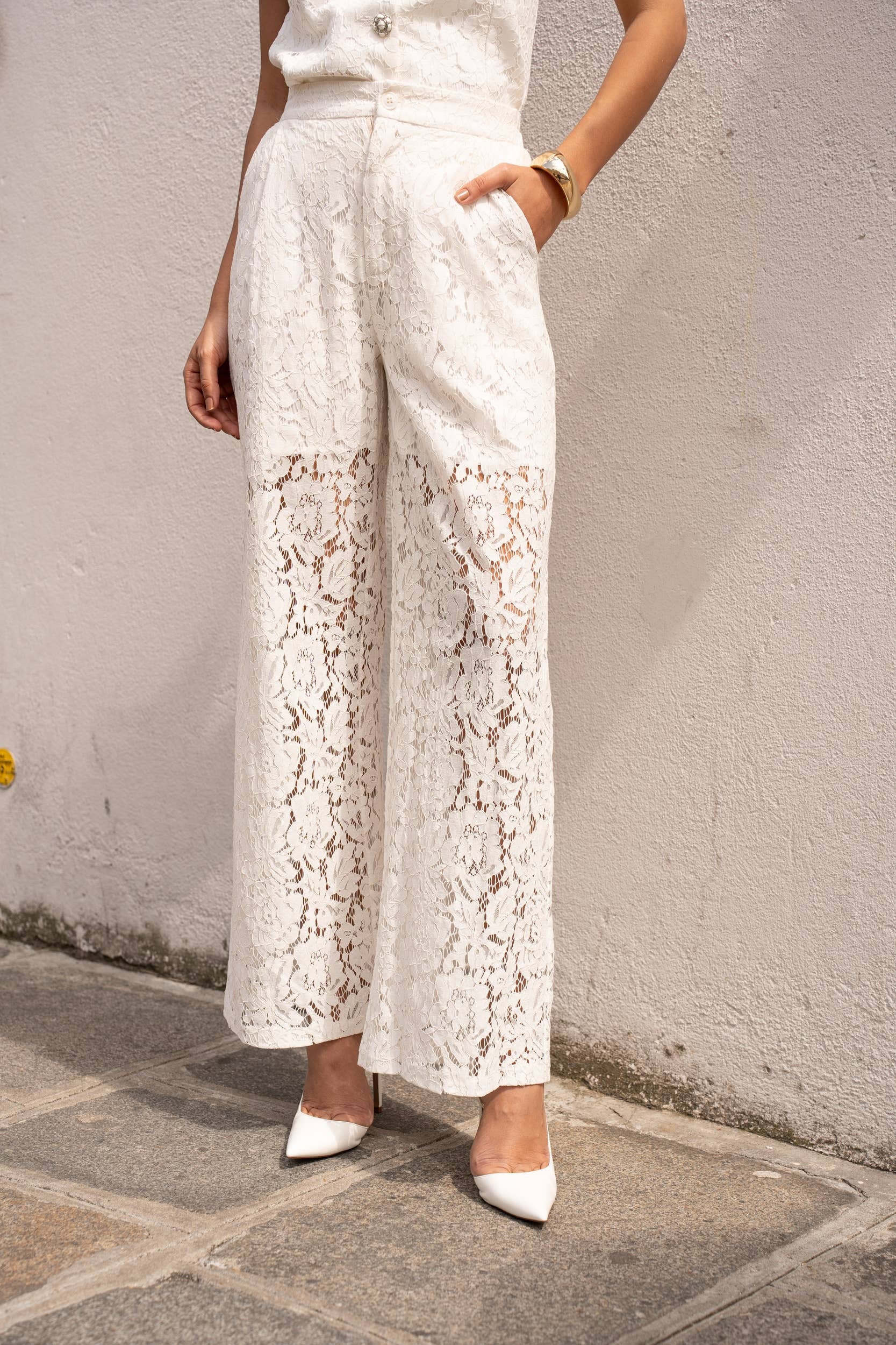 Choklate Paris Hose aus Spitze Élodie - Weiß