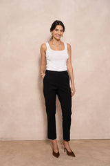 Attentif Paris - Hoch taillierte Zigaretten-Hose "Aura" in Schwarz