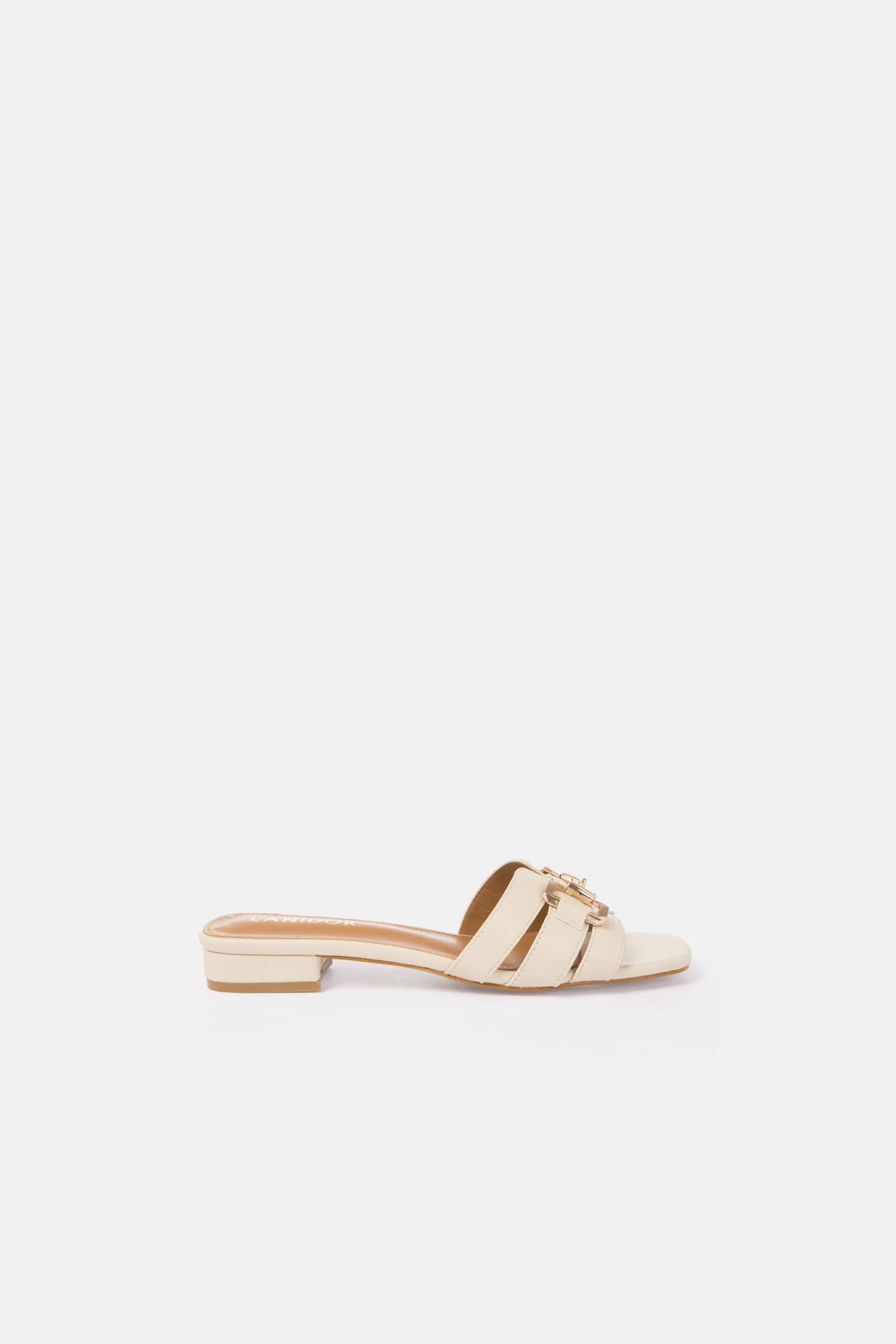 Lanidor Sandale "Elodie" Elegantes Mules - Goldene Details, creme
