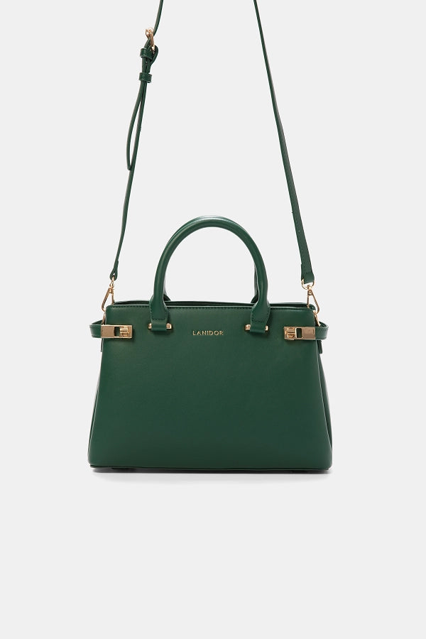 Lanidor - Kunstleder Handtasche Gras-Grün mit Metallverschluss