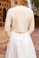 Choklate Paris Strickjacke Mila mit V-Ausschnitt Ecru - Kurzer Cardigan