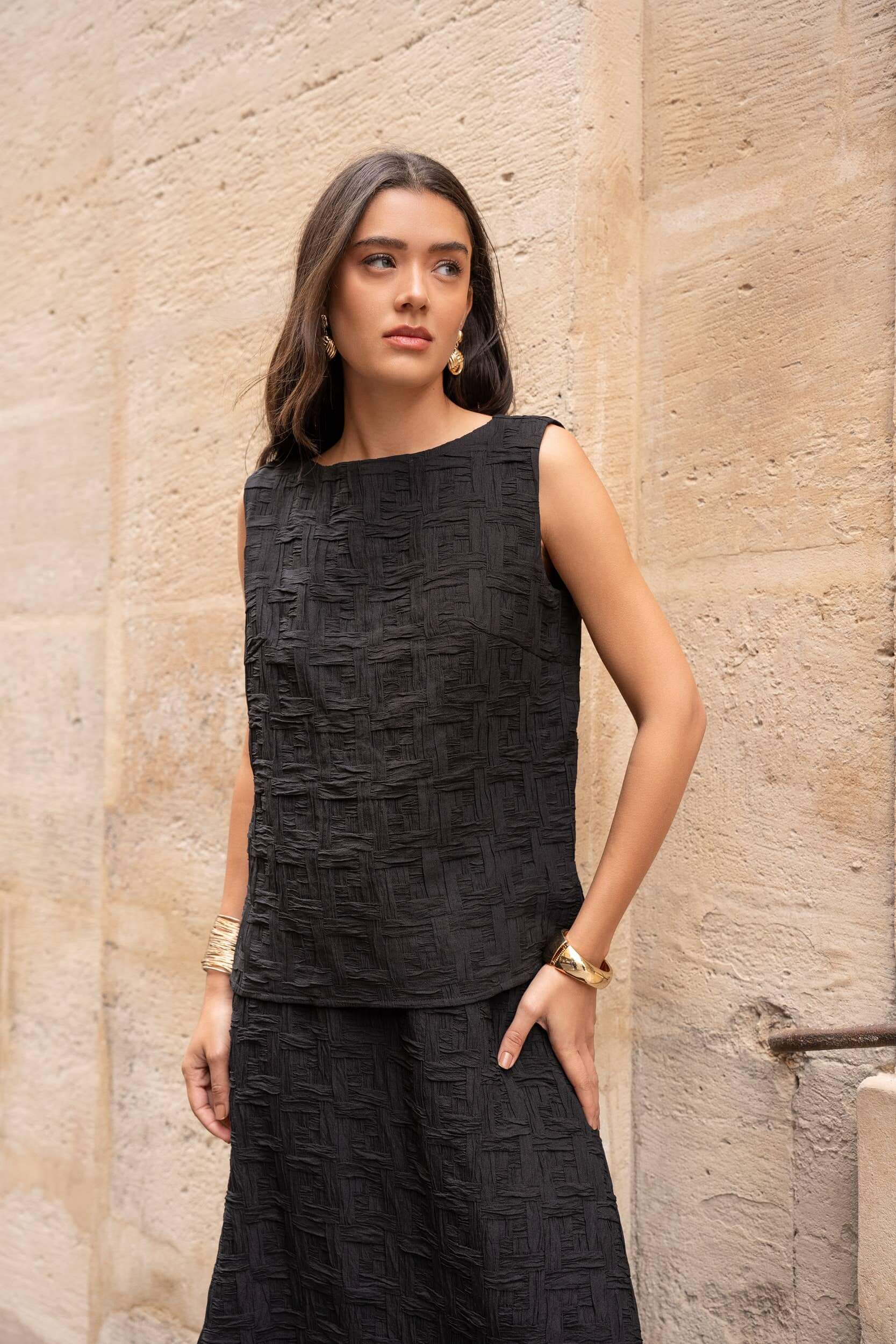 Choklate Paris - Ärmellose Oberteil mit Struktur - gerade geschnittenes Top mit U-Boot-Ausschnitt