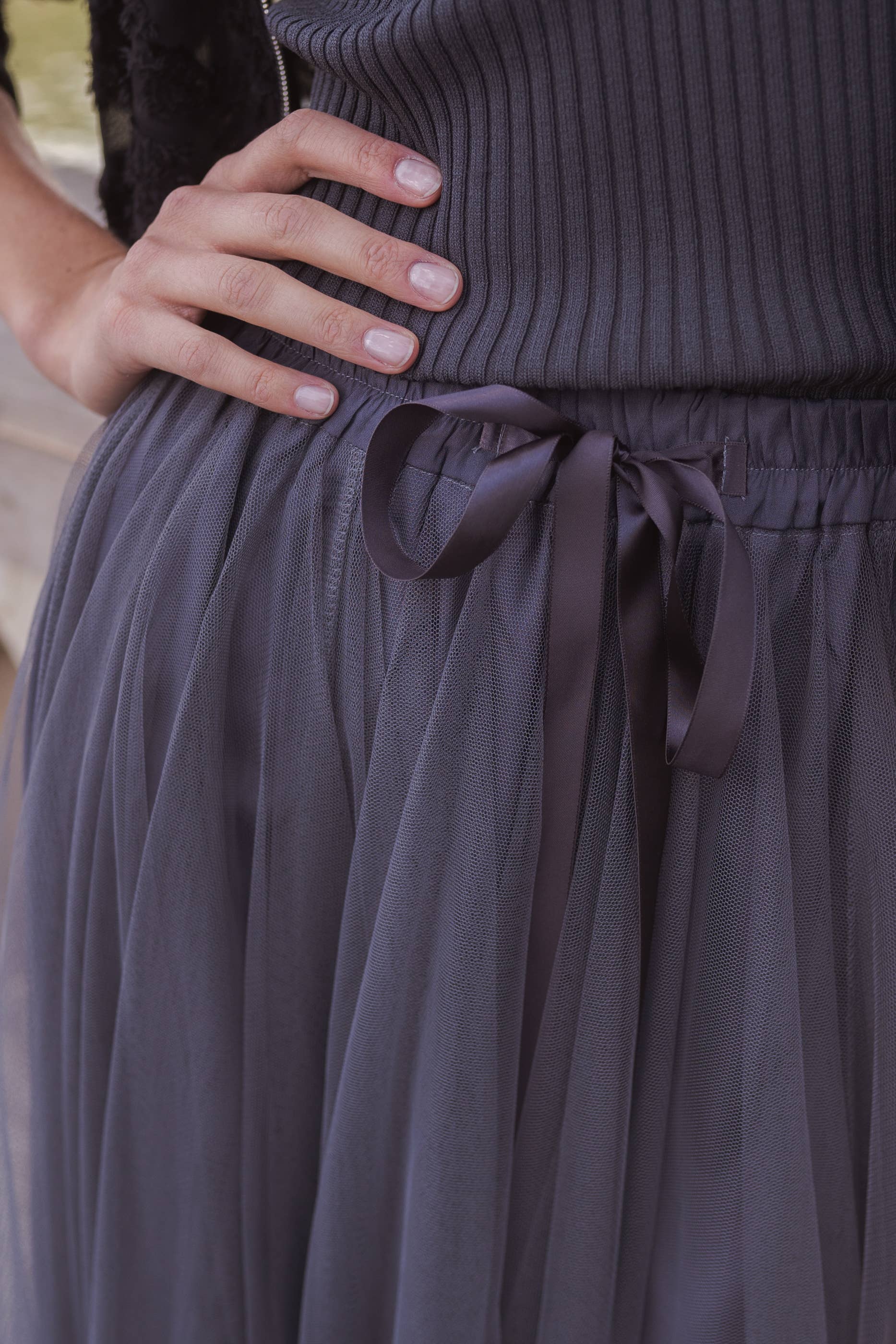 Choklate Paris - Langer Tüllrock Aria in Grau - Eleganter Tüllrock