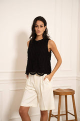 Choklate Paris Besticktes Tüll-Top - Schwarz