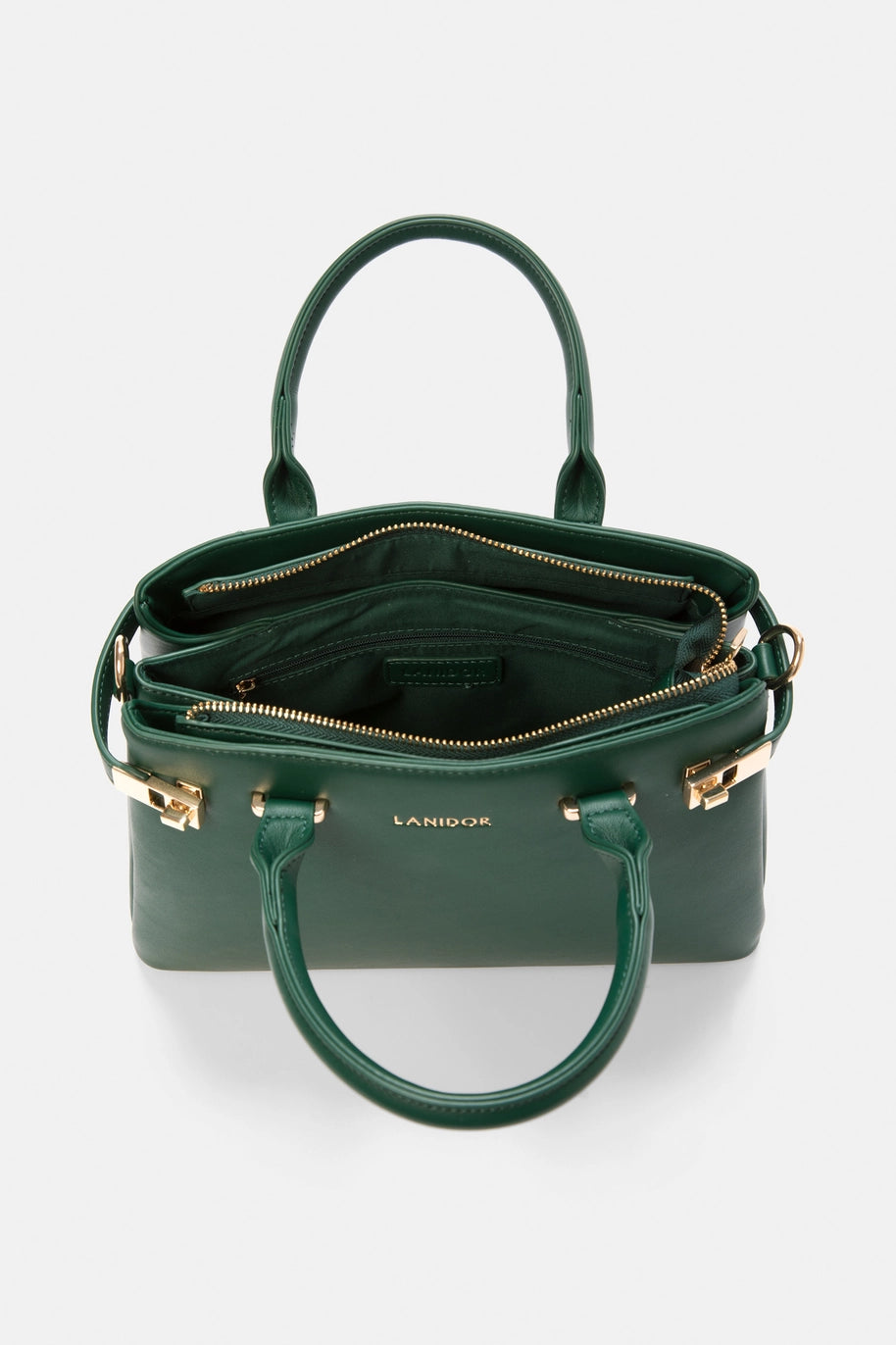 Lanidor - Kunstleder Handtasche Gras-Grün mit Metallverschluss