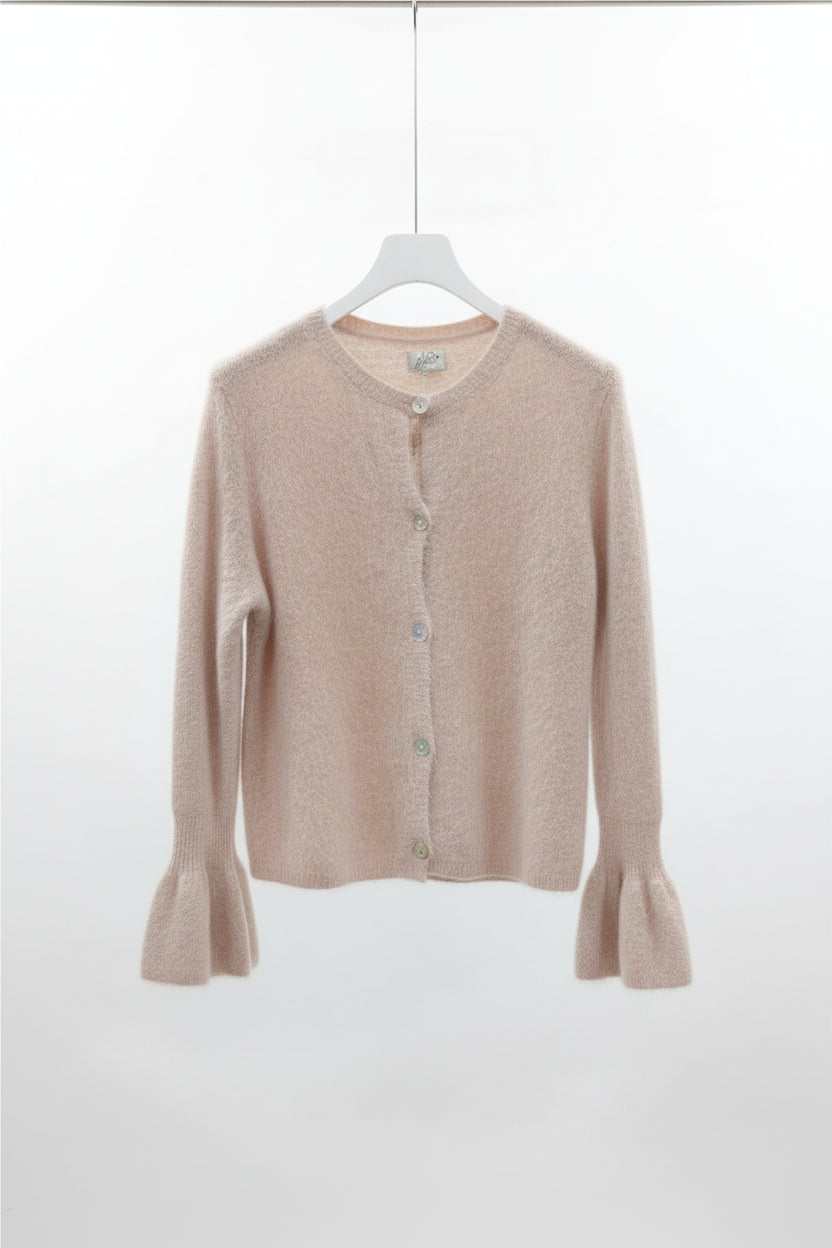 Julia Paris - Geknöpfter Cardigan aus Baby-Alpaka in Beige - Luxuriöser Strick-Cardigan