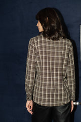 Lulumary karierte Bluse in Wickeloptik Kaffeebraun
