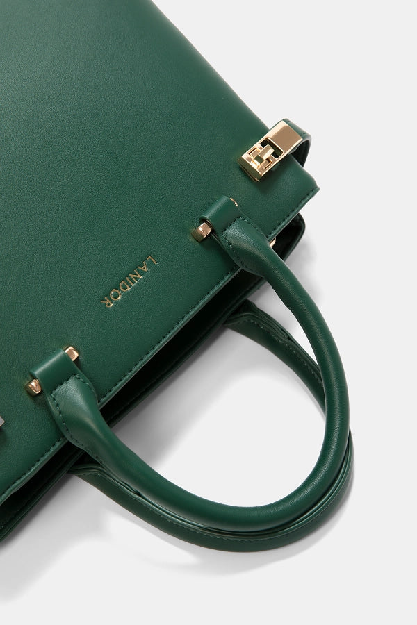 Lanidor - Kunstleder Handtasche Gras-Grün mit Metallverschluss