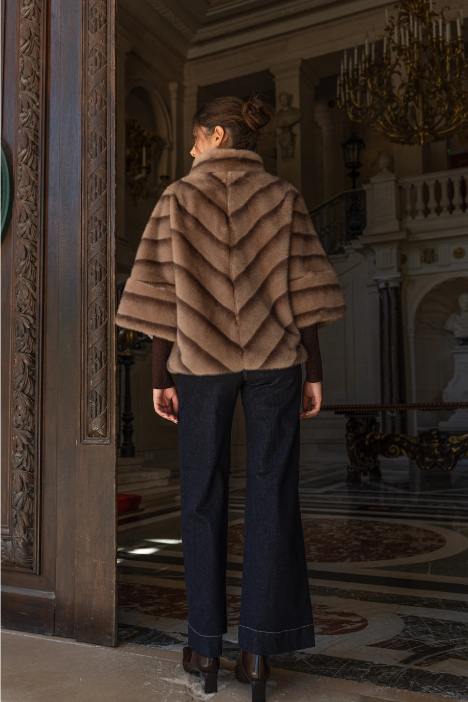 Choklate Paris - Cape - Jacke aus edlem Fake Fur "Kopenhagen" - Taupe
