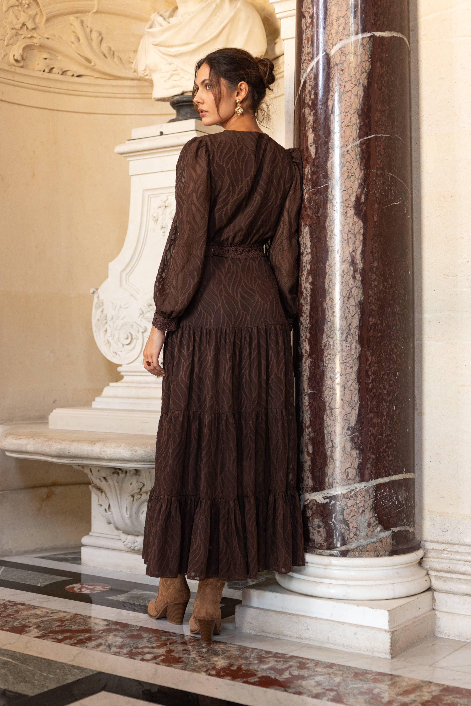 Langes Spitzenkleid Avril - 80957-3: Choco / 1S-1M-1L-1XL