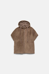 Lanidor - Wendeweste mit Kapuze & Kunstfell - Taupe