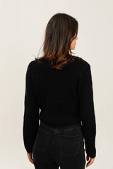 Cardigan "Mila" in Schwarz mit Perlmuttknöpfen - Choklate Paris