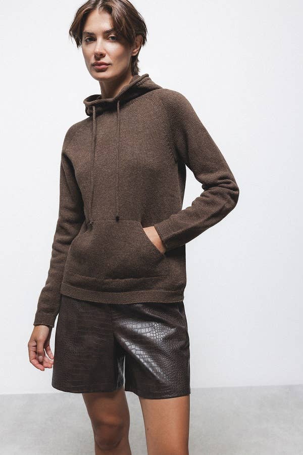 Lanidor Hoodie aus glattem Strick - Braun