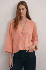 Baby Alpaka Strickjacke mit 4/5-Arm: Kirsche / Einheitsgröße