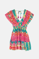Piti Cuiti Kleid "Ipanema" - Kurzes Boho-Sommerkleid in buntem Mustermix
