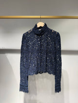 Spitzenbluse mit Schmuckknöpfen Perla - 81085: Bleu marine / 1 S - 1 M - 1 L