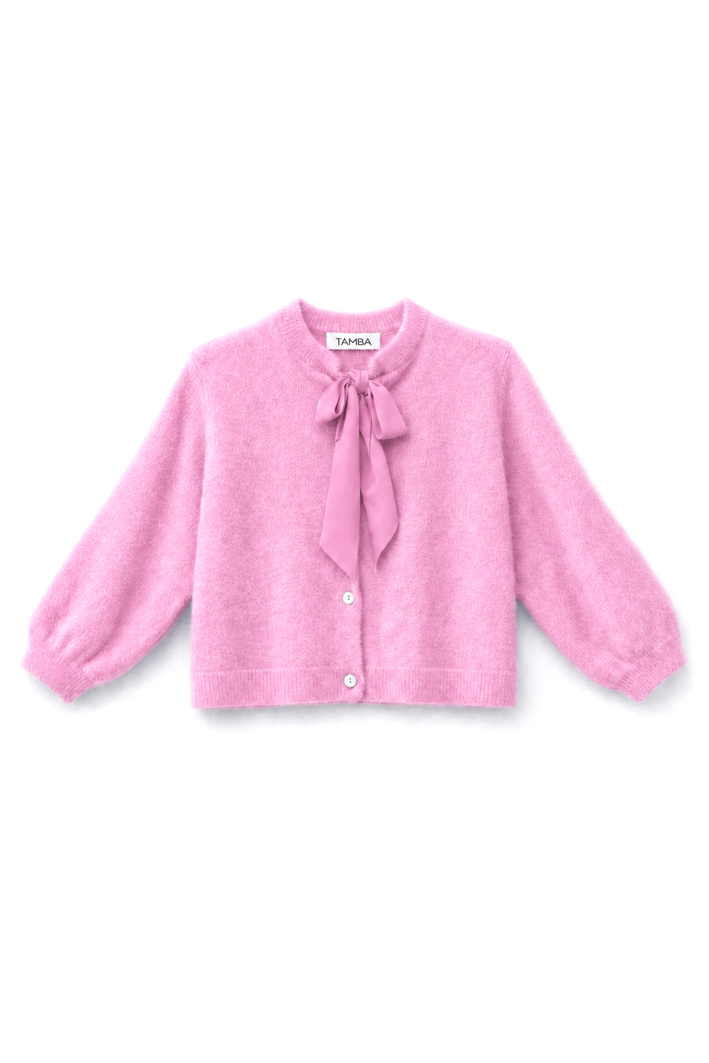Tamba Flauschige Strickjacke mit Schluppen-Kragen Bubblegum Rosa