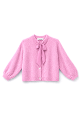 Tamba Flauschige Strickjacke mit Schluppen-Kragen Bubblegum Rosa