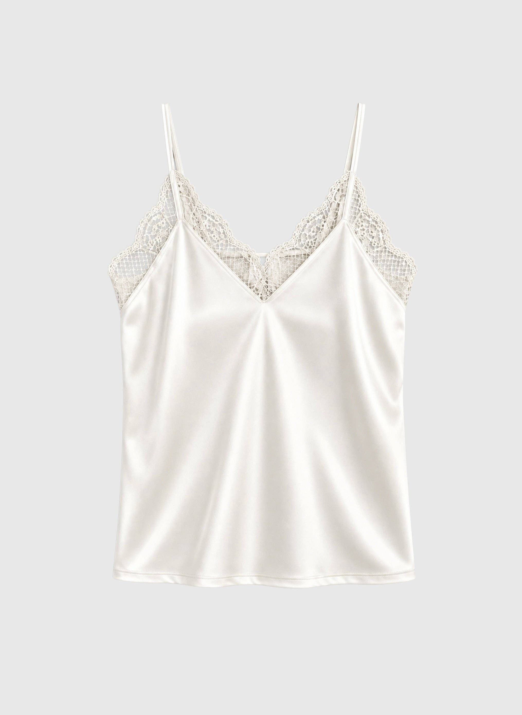 Ange Paris ADELAMY Top mit Spitze in Cremeweiß im Negligéstil