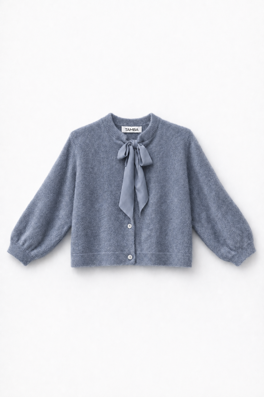 Flauschige Strickjacke mit Schluppen-Kragen: Puder