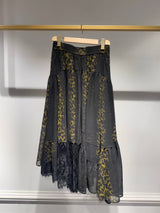 Choklate Paris asymmetrischer Leopardenrock mit Spitze Khaki