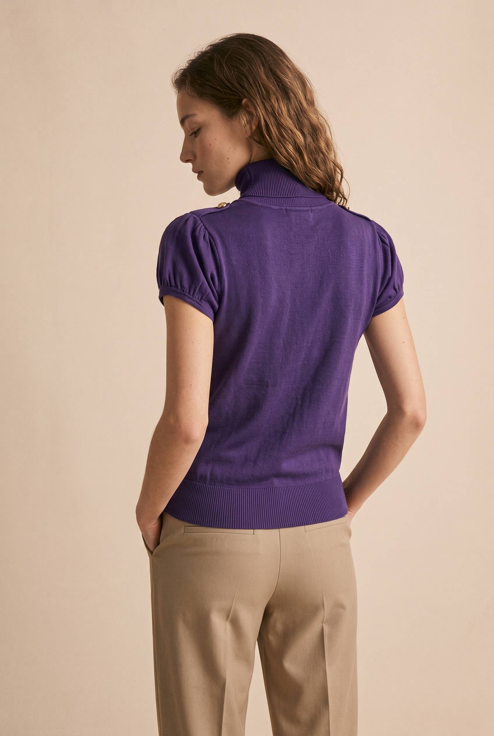 Top Alex aus Strick mit Rollkragen - 3284: Taille unique / Ecru