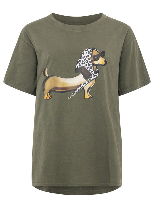 NEU! Zwillingsherz Statement-Shirt "Dackel Deluxe" Khaki