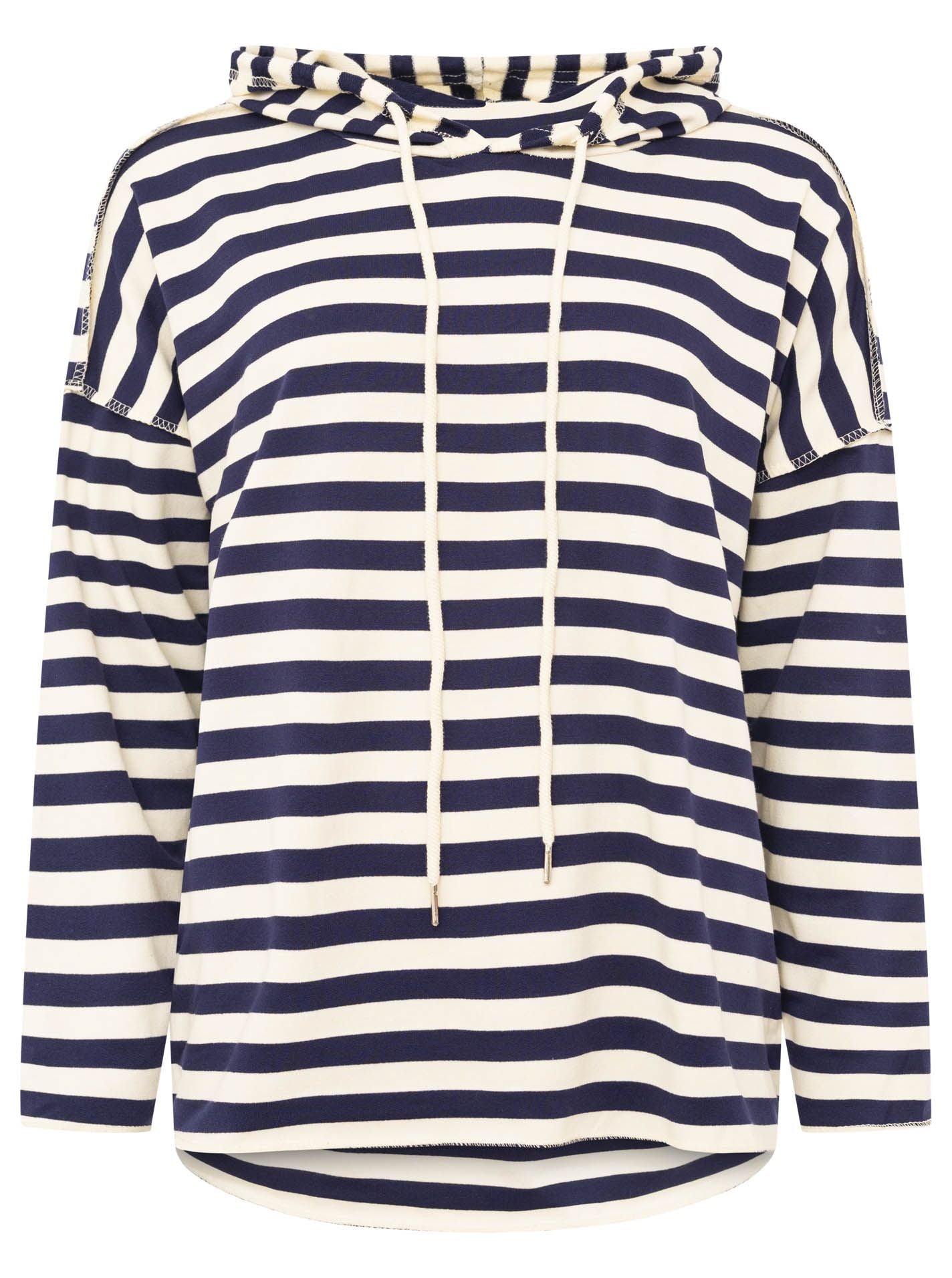 Zwillingsherz Hoodie im maritimen Streifenlook – Blau/creme