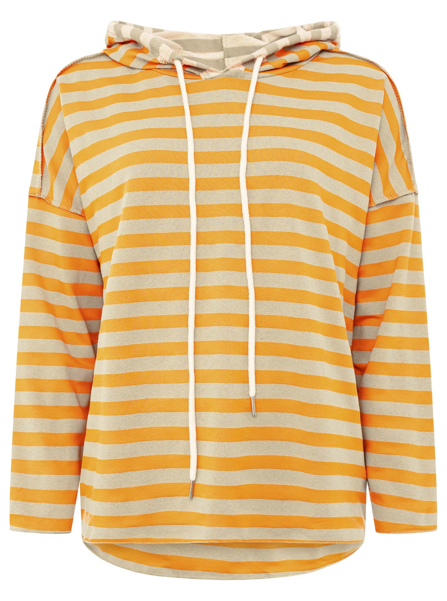 Zwillingsherz Hoodie in Camel - Orange gestreift
