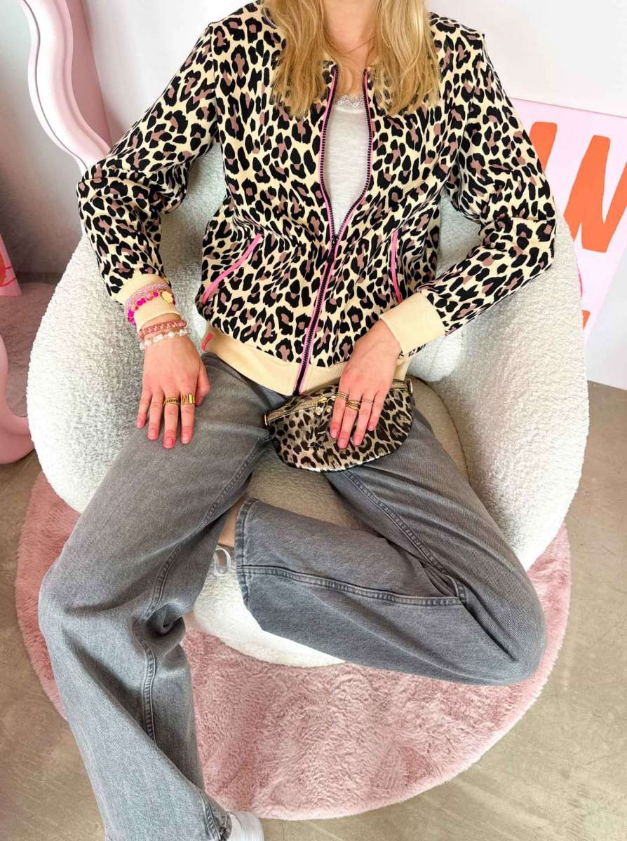 Zwillingsherz  Sweat-Bomberjacke "LEO" Damenjacke mit Leopardenprint