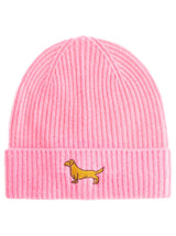 Zwillingsherz Kaschmir-Mütze "Dackel" in Bubblegum-Pink -100% Kaschmir