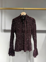 Choklate Paris Spitzenbluse „Caroline“ mit Stehkragen – Prune/Pflaume