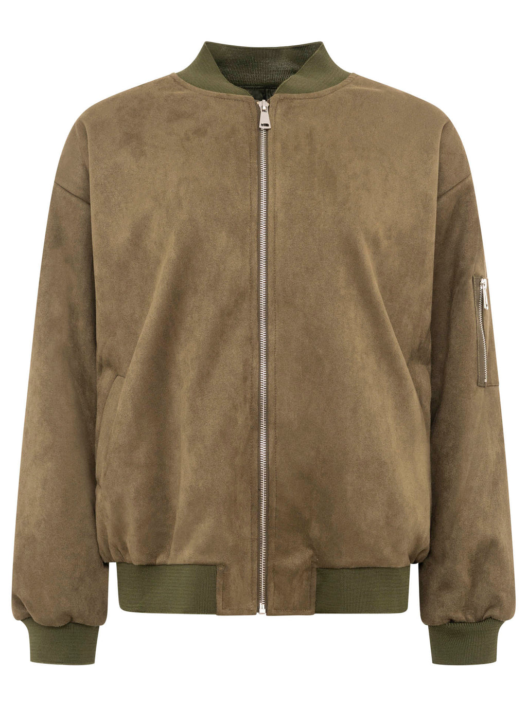 Zwillingsherz Blouson "Velours" in Olive  - Oversize-Velourjacke mit Reißverschluss