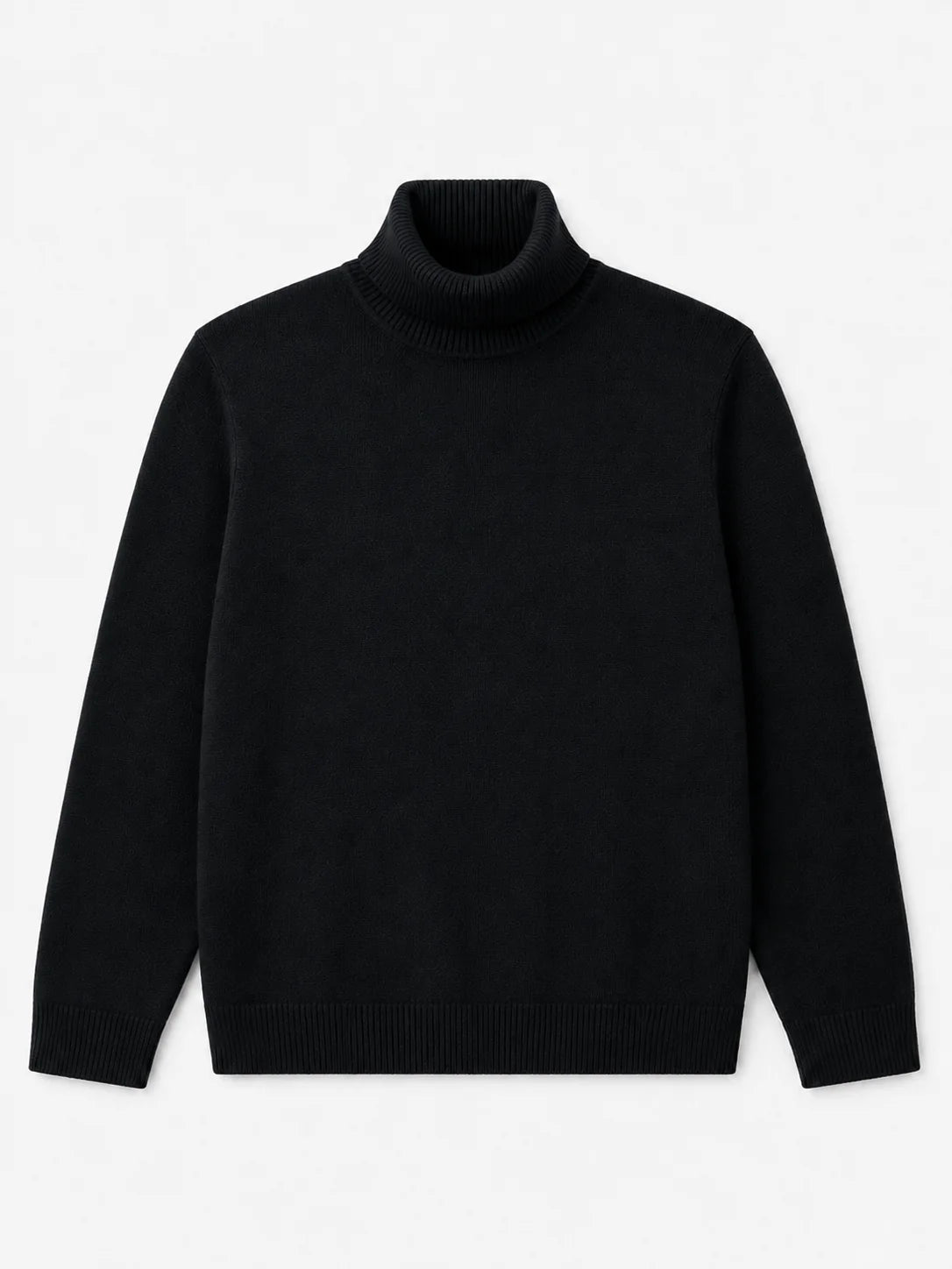 TAMBA Feinstrick-Rollkragenpullover mit Viskose und Angora Schwarz