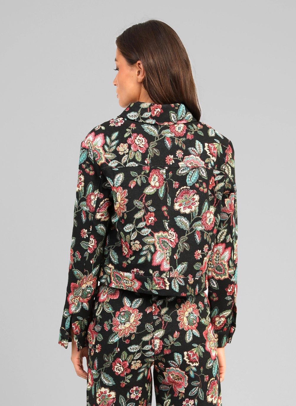 Ange Paris Jacquard-Jacke HALINO Blumenprint Schwarz