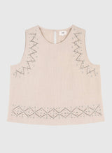 An'ge Paris Top SAMALO Beige Baumwolle Leinen