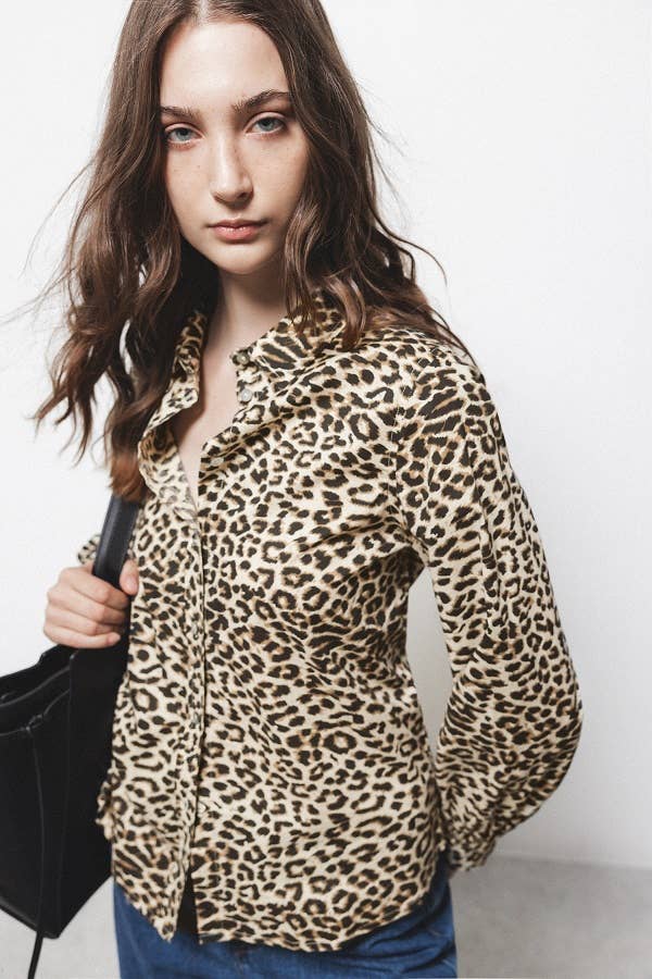 Lanidor Damenbluse im Animal-Print aus 100% Baumwolle