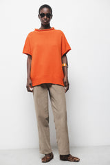 Lanidor - Pullover in Orange - Glattstrick mit kurzen Fledermausärmeln