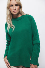 Lanidor Pullover aus hochwertigem Materialmix - Gras-Grün - Rundhalsausschnitt