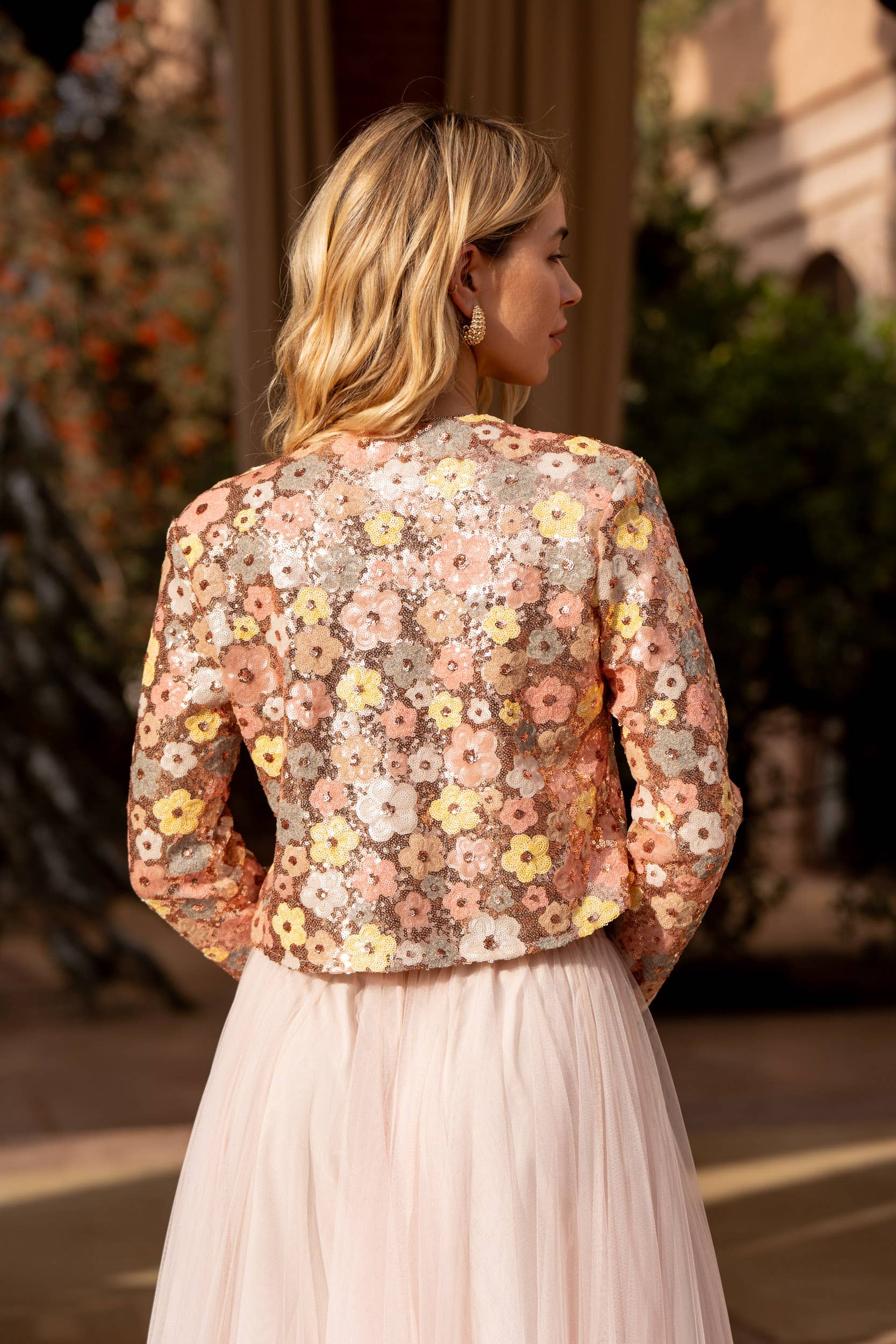 Choklate Paris - Blazer Jacke aus Pailletten Blumenmeer Rosa - Eleganter Blazer